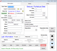 Evidence, Confiscations and Seizures data - Drug Trak © - Police Trak Systems