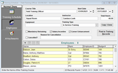 Police Training Class Data - Training Trak © - Police Trak Systems