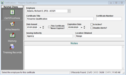 Police Certification Data - Training Trak © - Police Trak Systems